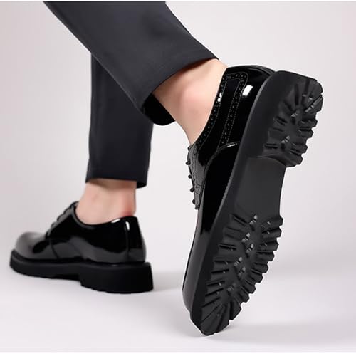 Men's Polishing Patent Leather Chunky Platform Oxford Low Heels Fashion Anti-Slip Lug Sole Business Shoes Classic Office Brogues4