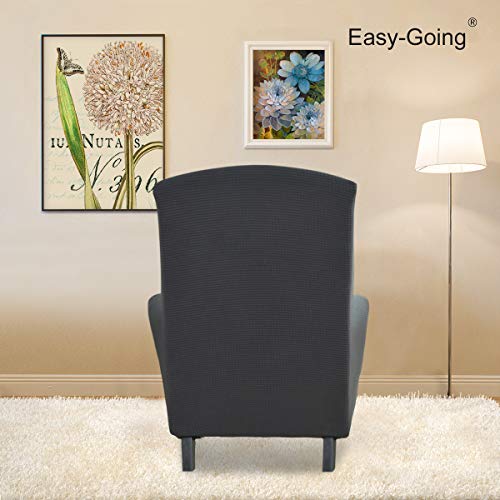 Image of Easy-Going Stretch Wingback Chair Sofa Slipcover Dark Gray