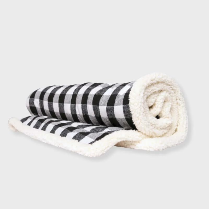 Image of Blanket for Dog & Cat 100% Polyester Warm Comfortable pet Blanket (Small, Black & White Check)