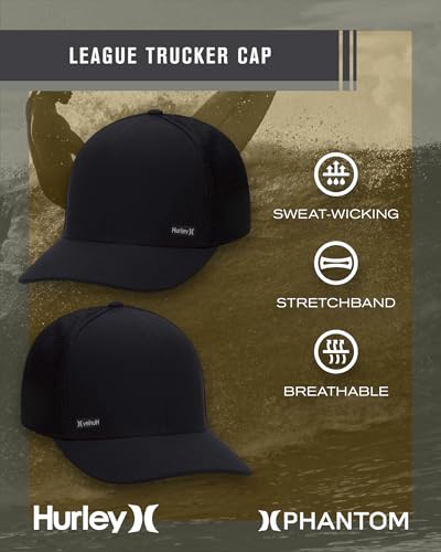 Hurley Men's League Dri-Fit Snapback Baseball Cap, Black, One Size - Image 2