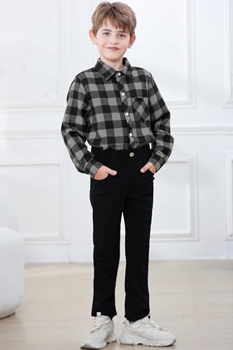 Image of Betusline Boy and Men Button Down Plaid Shirt | Soft,Breathable and Comfortable Fabric