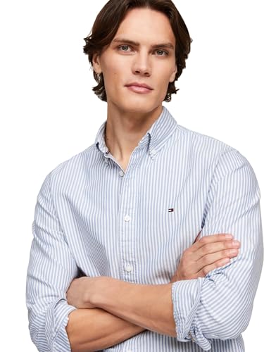 Image of Tommy Hilfiger Men's Long Sleeve Oxford Shirts in Regular Fit, Men's Button Down Shirts, Also Available in Big and Tall