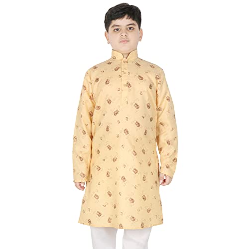Image of SG YUVRAJ Printed Cotton Kurta For Boys