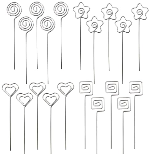AOEVUIR 20 Pcs Porte Photo Sur Pied, Mémo Métal, Coeur, Tige, Clip - Pour Mariage et Décoration