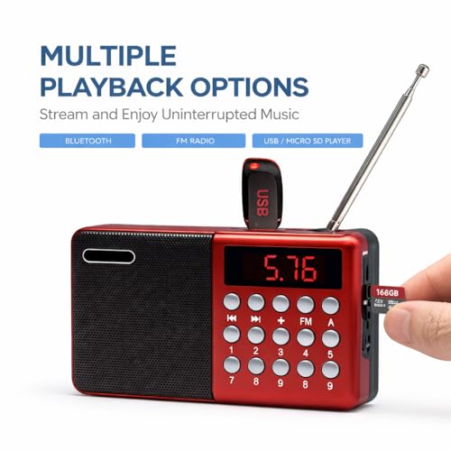 Image of Fire Turtle Pocket Blast FM Radio with Bluetooth Speaker with Clear Sound, Antenna, 6w-12 Hours (USB Charging) and Number Pad (AUX, SD Card, USB Input) (FM Radio Speaker)