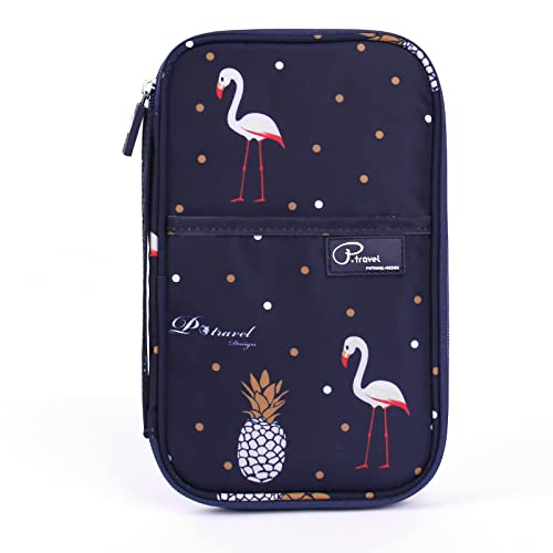 Dizdvizd Portefeuilles Passeport avec Anti-vol RFID Blocking, Imperméable Pochette Organisateur de Voyage - Flamingo Cover