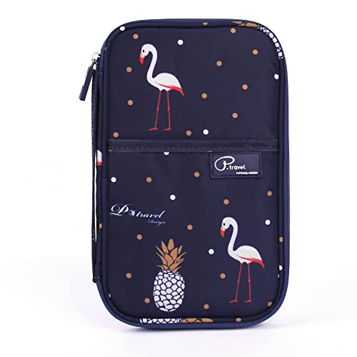 Dizdvizd Reisepass Schutzhülle für Damen, Reisepass Tasche mit RFID Blockier Ausweistasche Dokumententasche Organizer für Reisen -Flamingo