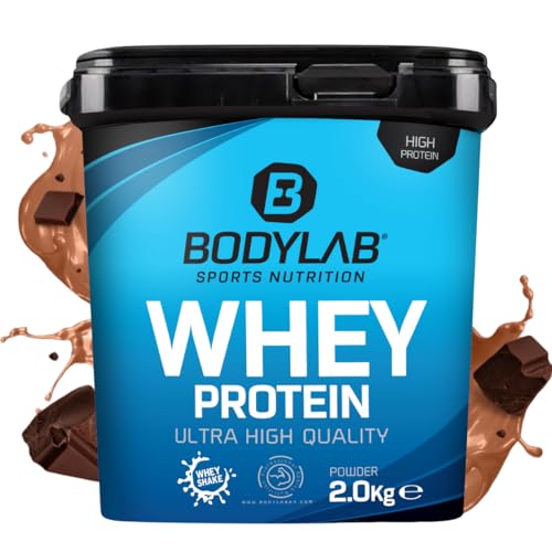 Proteínas sin azúcar ni edulcorantes: La mejor opción para una dieta saludable 4 Bodylab24 Whey Protein Powder Chocolate 2kg, polvo rico en 80% de proteína para músculos más fuertes, la proteína de suero puede promover la construcción de músculo, sin aspartamo