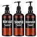Champú 500ml Botella Recargable, Segbeauty 3pcs 16,9 oz Champú dispensador con Etiqueta, Botellas vacías para la Bomba Jabón de champú acondicionador de Ducha, Brown plástico dispensador de Prensa