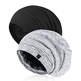 2 Pack Silk Satin Hair Bonnet for Men, Adjustable Stay-On Sleep Cap Beanie for Curly Hair, Soft Breathable Night Hat for All Types