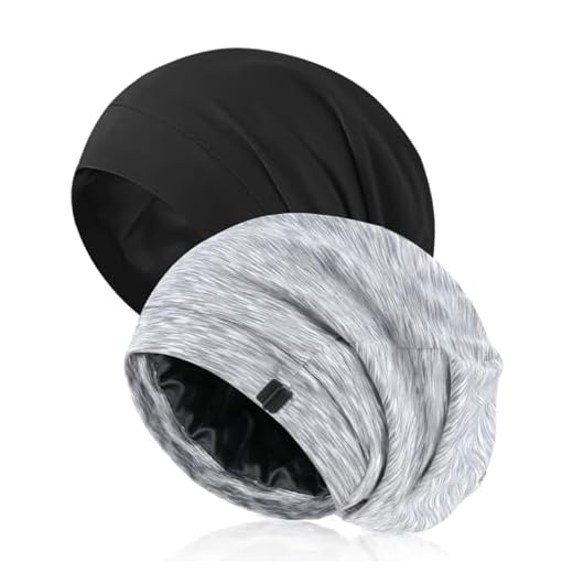 2 peças de touca de seda para dormir para tranças de cabelo natural encaracolado, gorro de dormir forrado de cetim para mulheres e homens, gorro ajustável de camada dupla para cabelo