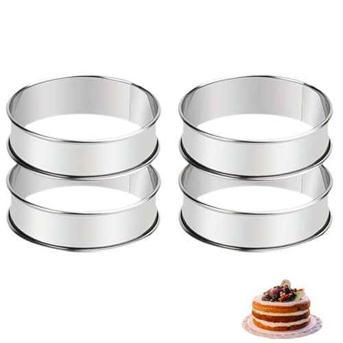 QRZLP 4PCS English Muffin Rings, 4 Inch Stainless Steel Crumpet Rings Round Metal Cooking Pastry Ring Molds for Baking.