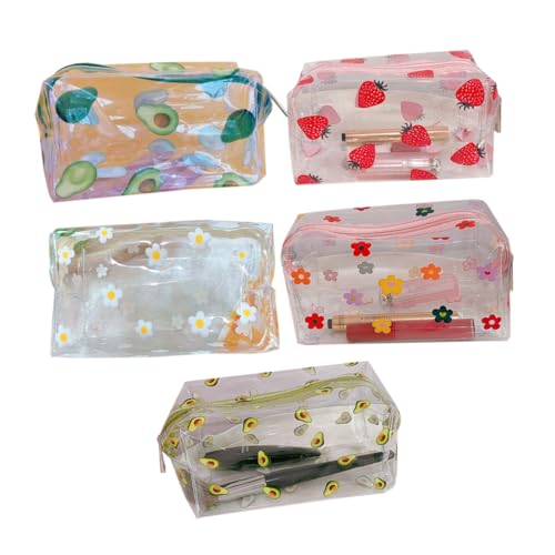 VALICLUD 5 Piezas Bolsa de Maquillaje Transparente de PU para Accesorios de Cosméticos Organizador Práctico y Compacto