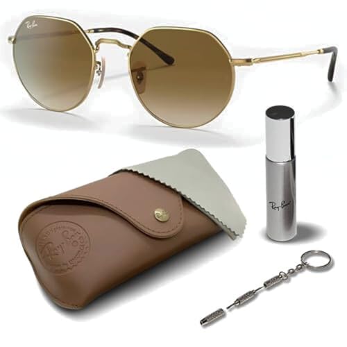 Image of Ray-Ban RB3565 JACK Square-Round Shaped Sunglasses for Men & Women with Official RAYBAN Eyewear Kit
