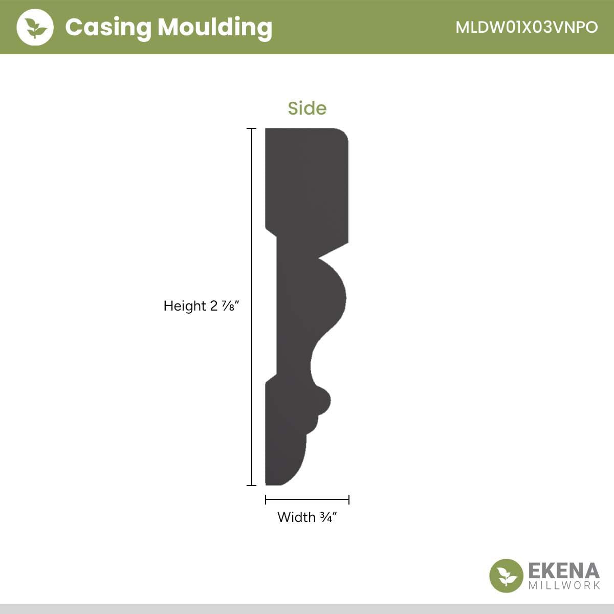Americraft Victorian Casing Moulding, Solid Hardwood, 11/16"D x 2 7/8"W x 96"L, Stain Grade Poplar