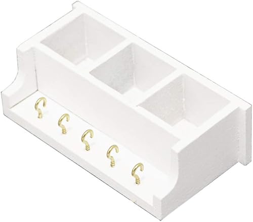 112 Mini casa de muñecas Estante de almacenamiento de madera con gancho Muebles de cocina Blanco