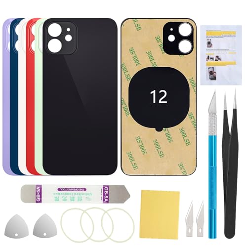 UooFide Rear Back Screen Cover Glass Replacement Compatible with iPhone 12 6.1-Inches All Carriers (Black)