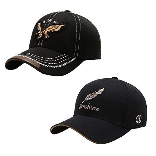 Dremokay 2 unids sombrero de sol hombres mujeres gorra de béisbol negro transpirable sombrero a prueba de sol gorras al aire libre pescador papá sombreros Cover