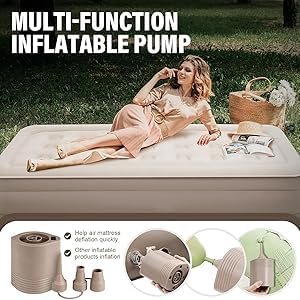 Image of Single Sofa Bed, Inflatable Mattres with Free Electric Pump, Quick-Inflation /Deflation Guest Air Mattress, Blow Up Bed for Home Camping Versatile- Luxury Sofa Bed Cum Folding, Long-Lasting (A+A)