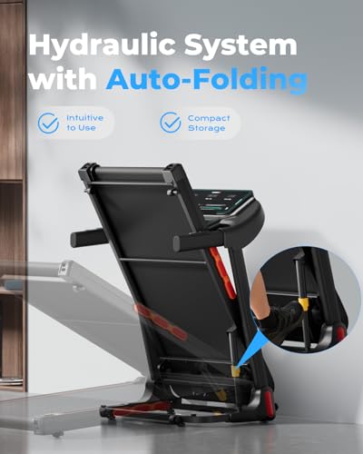 Image of Renestar Treadmill for Home, Foldable Treadmills with 0%-15% Auto Incline, 3.0HP Brushless, 300 LBS Capacity, LED Display, Pulse Monitor, Bluetooth Speaker