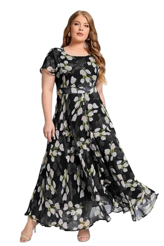 Image of Shasmi Women's Navy Blue Georgette Digital Floral Printed Floral Printing Short Sleeve A-Line Maxi Gown Dress for Women (Gown Dress 248)