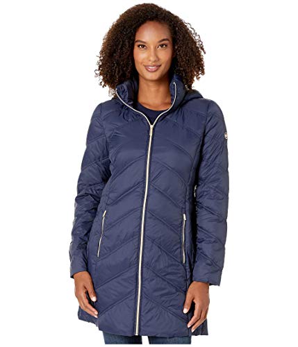 Michael Michael Kors 3/4 Packable Jacket with Chevron Quilt M824168TZ True Navy LG
