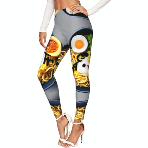 Leggings de compresión para mujer mallas suaves de ramen fideos huevo