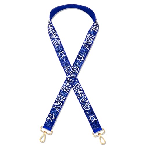 boderier Game Day Purse Straps Replacement Crossbody Bag Strap Beaded Sequins Strap for Clear Bag Football Accessories