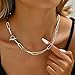 Juewaok Paperclip Necklace for Women, Silver Plated 6mm Paperclip Link Chain Necklace, Toggle Clasp Necklaces, Trendy Fashion Jewelry Gift