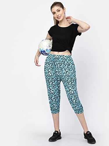 Image of UZARUS Women's Animal Print Tie-Dye Strechable Capri 3 /4th Shorts