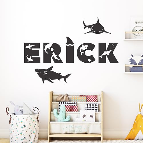 Vinilo decorativo personalizado tiburón tema océano miniatura 4