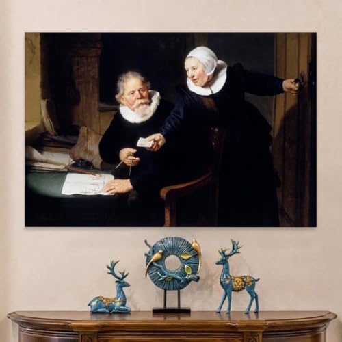 Lienzo de pared Rembrandt: El constructor naval y su esposa, acabado premium de 40x60 cm 6
