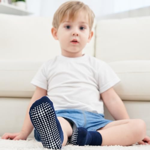 Image of Zaples Baby Non Slip Grip Ankle Socks with Non Skid Soles for Infants Toddlers Kids Boys Girls