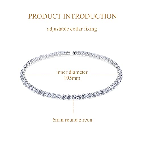 Ailife Cubic Zirconia Choker Necklaces For Women And Girls, Sparkling Rhinestone White Tennis Necklace Fake Diamond Chain For Bridal Wedding Bridesmaid (Round Cz Choker) #TOP3