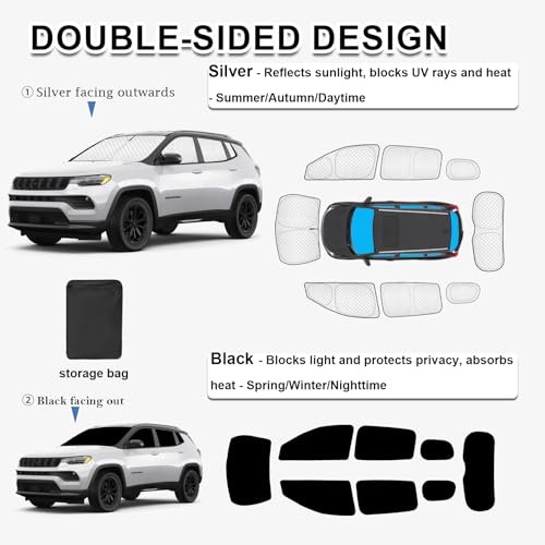 Image of KMF Windshield Sun Shade with Side Rear for Jeep Compass 2017-2026