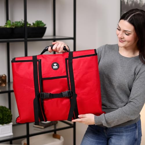 Image of (Red - Medical Trauma Bag-All Purpose First Aid Bag, EMPTY Foldable Organizer Bag for Outdoor, Camping, Workplace, School, Home, Travel-Emergency Preparedness-First Aid Kit Bag-B.O.B.