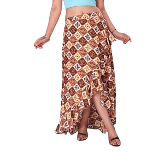 Image of JYESHTA Women's American Crepe Flared A Line Stitched Long Skirt with 12 Mtr Flare 40 in Height | Skirts for Women Long Length | Long Skirts for Girls