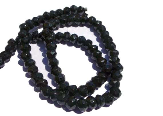 Perles onyx noir pour bijoux DIY fil perle noire facettée rondelle loisirs créatifs BDSSTR-02285