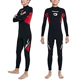 Owntop Neoprenanzug Kinder Lang 2,5mm – Voll Neopren Kinder Neoprenanzug für Mädchen Jungen Jugendliche, Thermisch Stretch Rückenreißverschluss | Rot | Größe 12 | 145-155cm