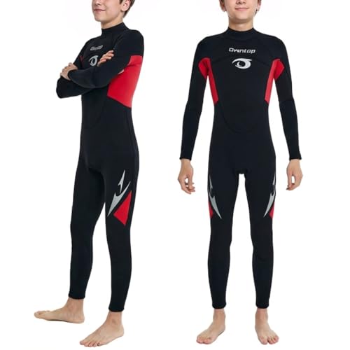 Owntop Combinaison de plongée intégrale en néoprène de 2,5 mm pour adolescents, enfants, garçons et filles, avec fermeture éclair dans le dos pour sports...