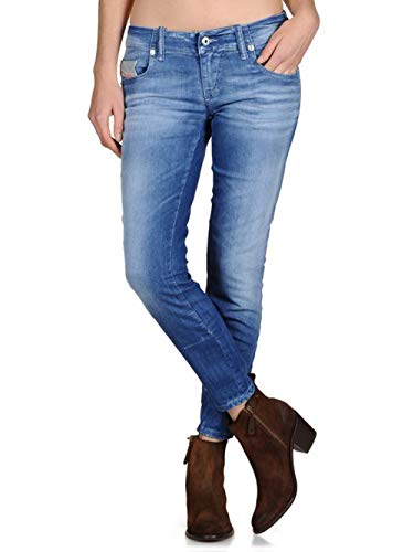 Jean slim skinny Diesel Grupee 0602C pour femme en denim stretch bleu taille basse