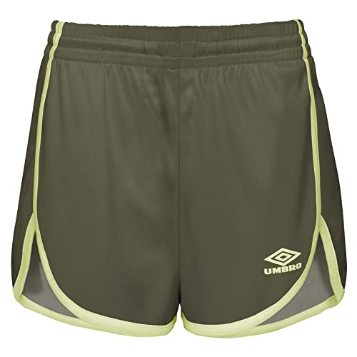 Short de gym classique Umbro pour filles en olive et jaune fluo taille L