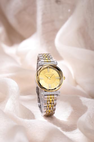 Image of Giordano Stylish Diamond Studded Analog Wrist Watch for Women with Elegant Diamond Cut Glass and Glass Coated Stainless Steel Strap - GZ-60084
