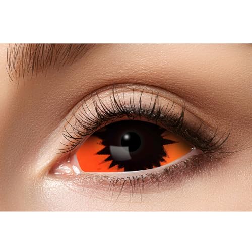 Zoelibat Eyecatcher 84091541.s09 - Farbige Sclera Kontaktlinsen, 1 Paar, für 6 Monate, Schwarz, Orange, Karneval, Fasching, Halloween