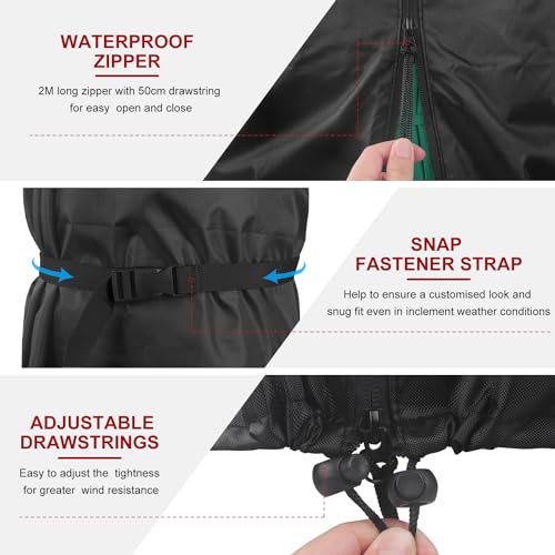 LAMUNI Schutzhülle für Sonnenschirm Hülle Wasserdicht Gartenschirm Schutzhüllen mit Stab, 420D Oxford Abdeckung Ampelschirm Winterfest Abdeckhauben für Marktschirm/Balkonschirm, 220x30/50cm