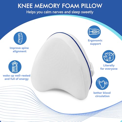 Kawaology Kniekissen für Seitenschläfer I Orthopädisches Bein-Kissen für schmerzfreien Schlaf I Ergonomisches Lagerungskissen aus visco-elastischem Memory-Schaum I atmungsaktiver Bezug