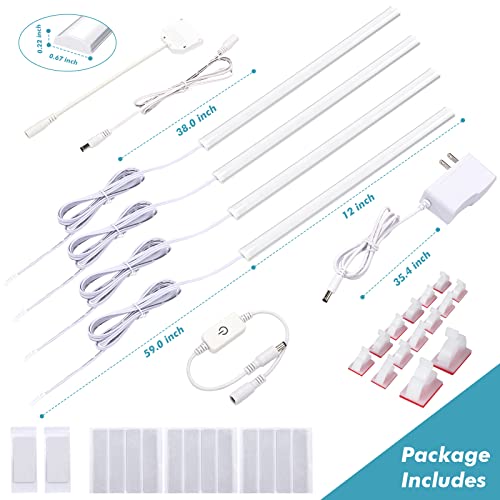 JUSJUBR 4-Pack Cold White Display Shelf Lights, Under Shelf Lighting with Memory Function, 12 Inch 6000K Plug-in Bookshelf Lighting, LED Cabinet Lights for Display Case/Pantry/Closet/Safe by JUSJUBR - Used condition - Image 6
