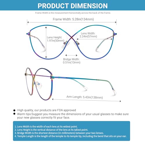 Image of VOOGLAM Stylish Cateye Blue Light Blocking Glasses for Women Anti Eyestrain Dry Eyes Eyewear Iliana