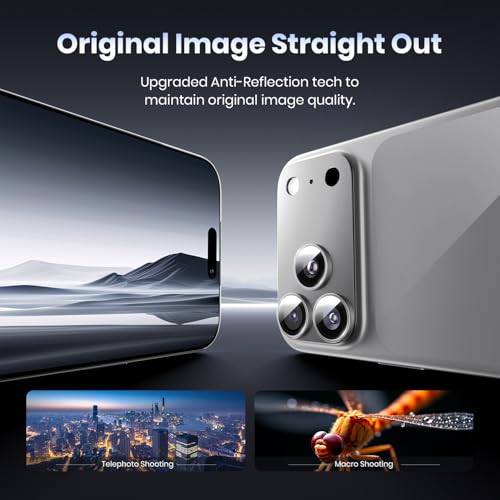 Image of Hoerrye for iPhone 17 Pro Camera Lens Protector - [12FT Shatterproof Military Grade] [Strong Adsorption] Metal Top 9H+ Tempered Glass Camera Screen Full Protective Cover Case Friendly,Silver