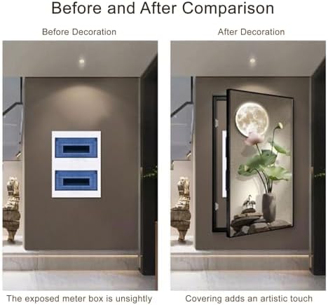 Decorative Breaker Box Cover - Gray Electric Meter Panel Art, Fuse Box Painting, Hidden Circuit Breaker Panel Decor (50x100cm/19.6x39.3in)